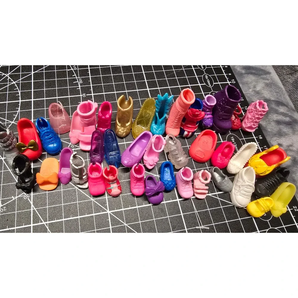 Mixed Mismatched Doll Shoes Lot Heels Sneakers Boots Flats Assorted Colors 30+